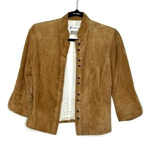 Vintage Worth cropped suede leather brown jacket size 4